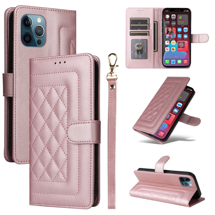 Diamond Lattice Leather Flip Phone Case, For iPhone 12 / 12 Pro, For iPhone 12 Pro Max, For iPhone 11 Pro Max, For iPhone 11