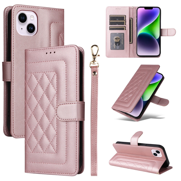 Diamond Lattice Leather Flip Phone Case, For iPhone 15 Plus, For iPhone 15, For iPhone 14 Plus