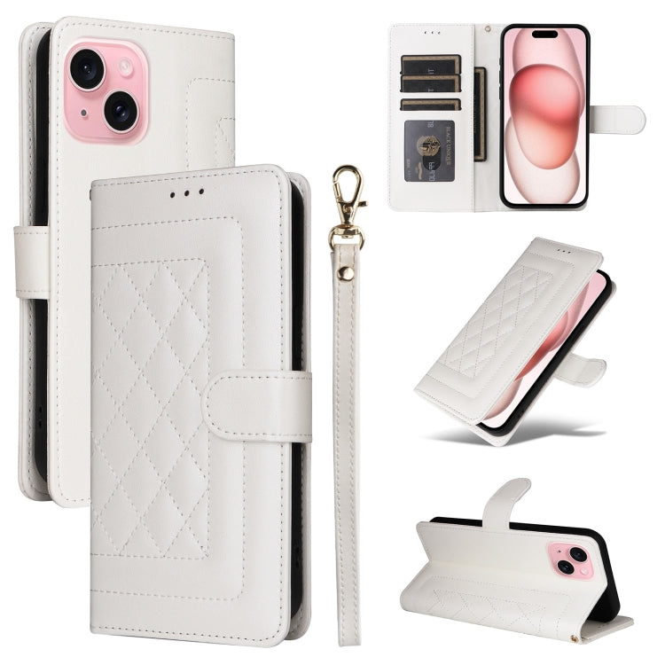 Diamond Lattice Leather Flip Phone Case, For iPhone 15 Pro Max, For iPhone 15 Pro, For iPhone 15 Plus, For iPhone 15