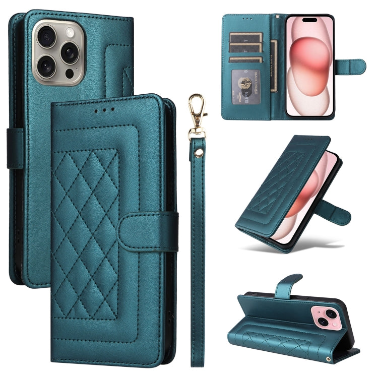 Diamond Lattice Leather Flip Phone Case, For iPhone 15 Pro Max, For iPhone 15 Pro, For iPhone 15 Plus, For iPhone 15