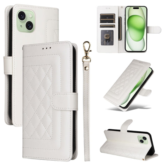 Diamond Lattice Leather Flip Phone Case, For iPhone 15 Plus, For iPhone 15, For iPhone 14 Plus