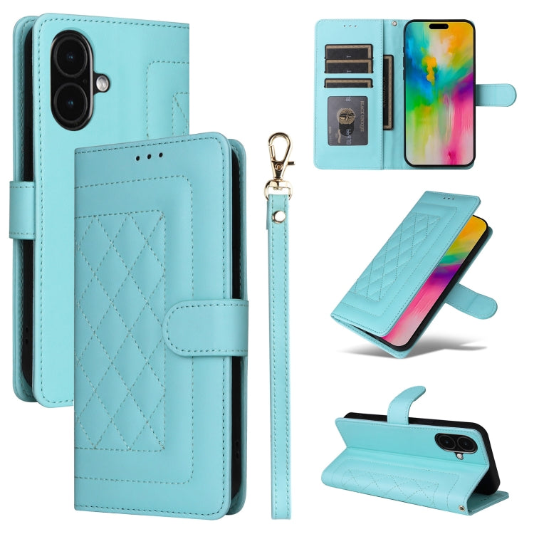 Diamond Lattice Leather Flip Phone Case, For iPhone 16 Pro Max, For iPhone 16 Pro, For iPhone 16 Plus, For iPhone 16