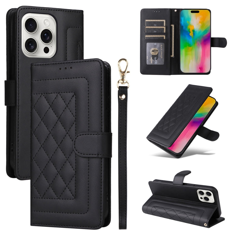 Diamond Lattice Leather Flip Phone Case, For iPhone 16 Pro Max, For iPhone 16 Pro, For iPhone 16 Plus, For iPhone 16