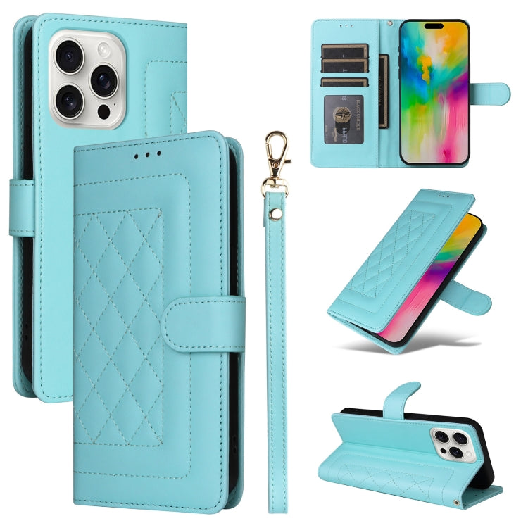 Diamond Lattice Leather Flip Phone Case, For iPhone 16 Pro Max, For iPhone 16 Pro, For iPhone 16 Plus, For iPhone 16