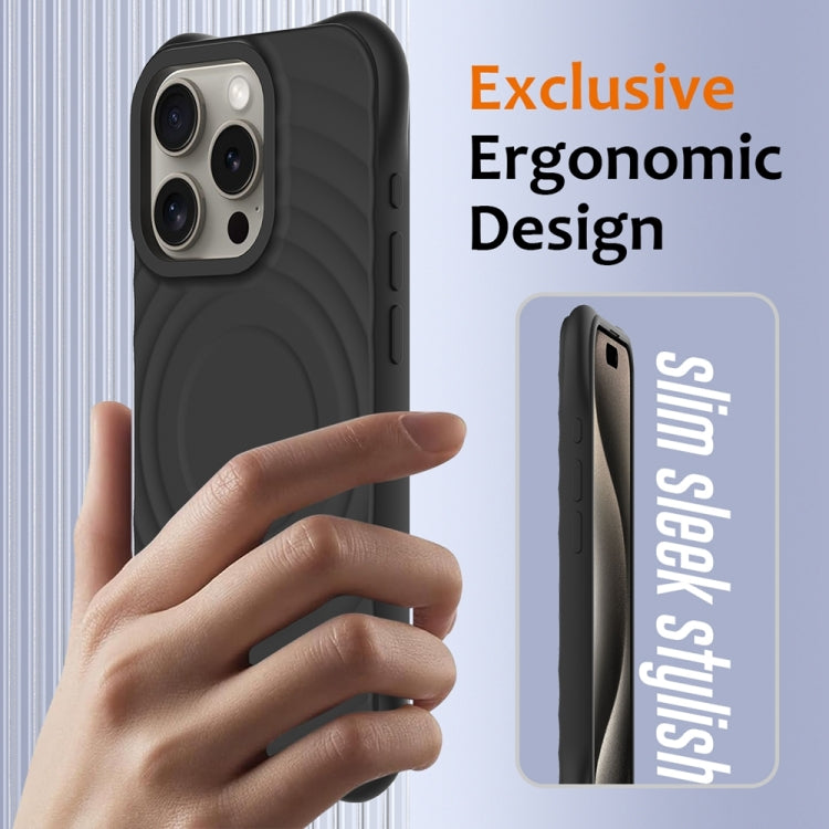 Wave Texture MagSafe Magnetic Liquid Silicone Phone Case, For iPhone 15 Pro, For iPhone 15 Plus, For iPhone 15, For iPhone 14 Plus, For iPhone 14