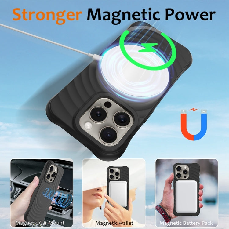 Wave Texture MagSafe Magnetic Liquid Silicone Phone Case, For iPhone 15 Pro, For iPhone 15 Plus, For iPhone 15, For iPhone 14 Plus, For iPhone 14