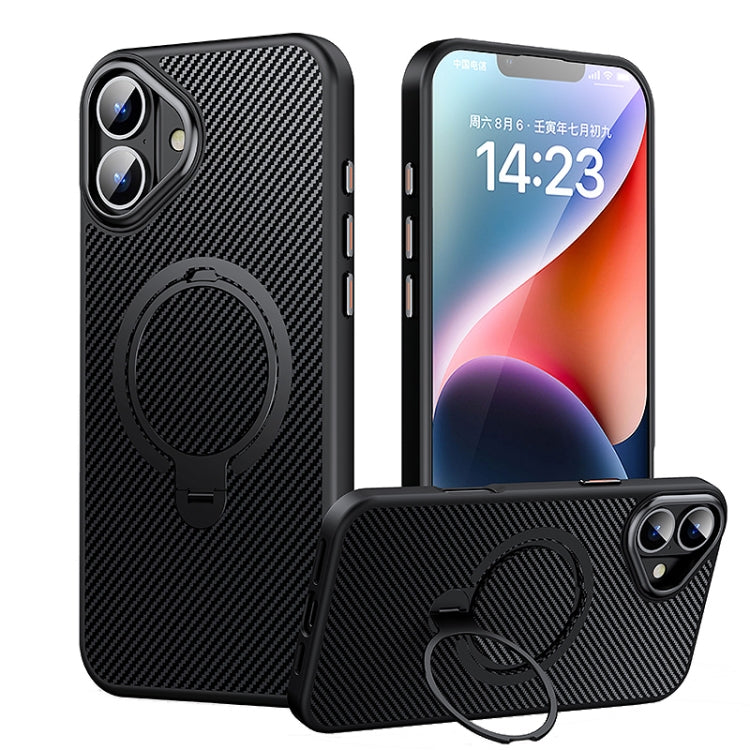 Double Ring MagSafe Holder Carbon Fiber Phone Case, For iPhone 16 Pro Max, For iPhone 16 Pro, For iPhone 16 Plus, For iPhone 16, For iPhone 15 Pro Max, For iPhone 15 Pro, For iPhone 15 Plus / 14 Plus, For iPhone 15, For iPhone 14 / 13, For iPhone 14 Pro