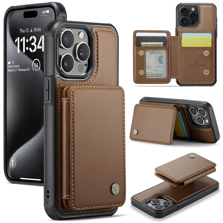 JEEHOOD J05 Business Magnetic Style RFID Leather Phone Case, For iPhone 16 Pro Max, For iPhone 16 Pro, For iPhone 16 Plus, For iPhone 16, For iPhone 15 Pro Max, For iPhone 15 Pro