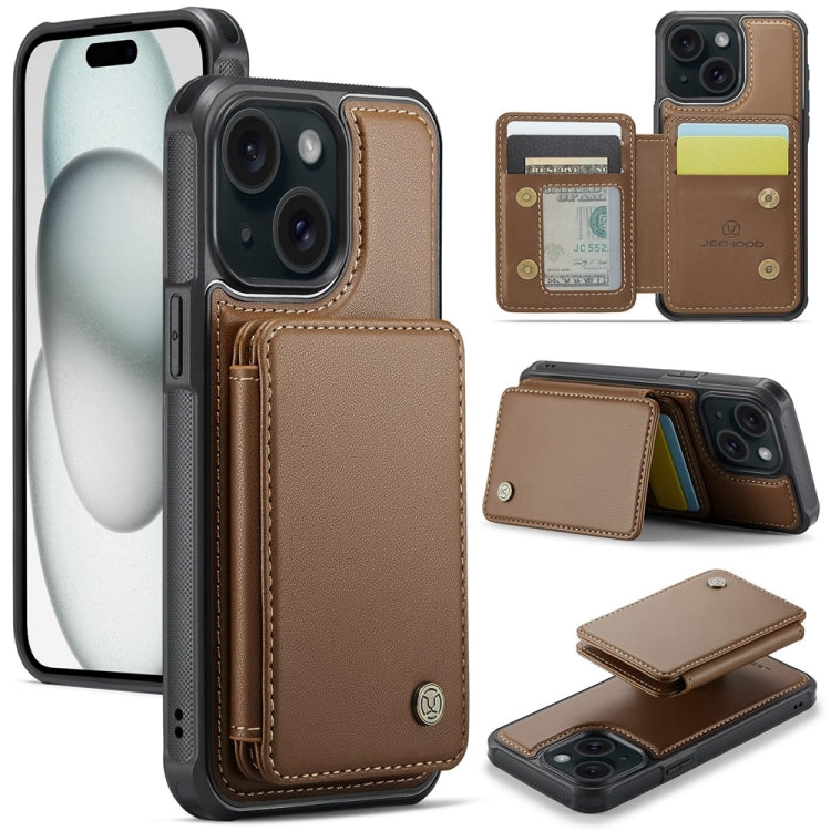 JEEHOOD J05 Business Magnetic Style RFID Leather Phone Case, For iPhone 15 Plus, For iPhone 15, For iPhone 14 Plus, For iPhone 14, For iPhone 14 Pro, For iPhone 14 Pro Max