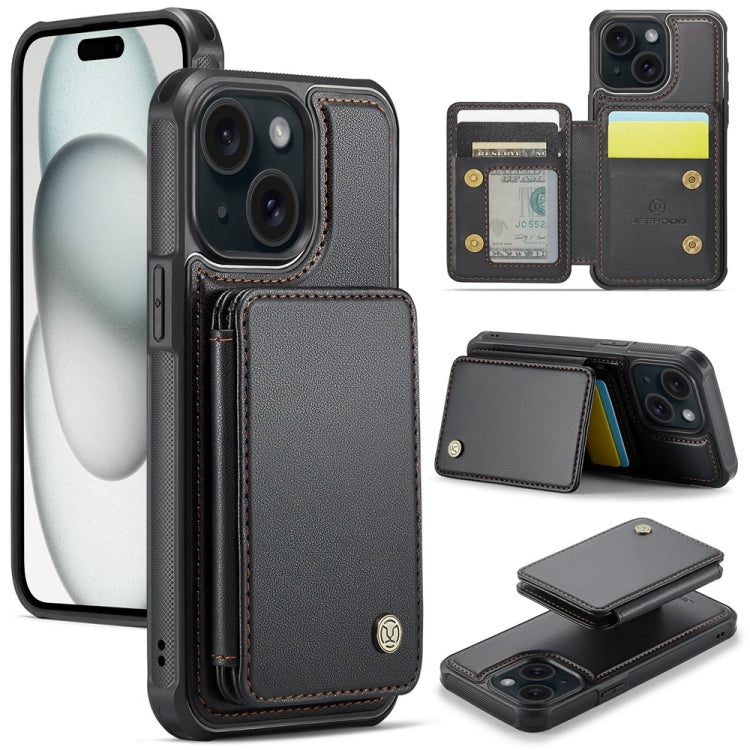 JEEHOOD J05 Business Magnetic Style RFID Leather Phone Case, For iPhone 15 Plus, For iPhone 15, For iPhone 14 Plus, For iPhone 14, For iPhone 14 Pro, For iPhone 14 Pro Max