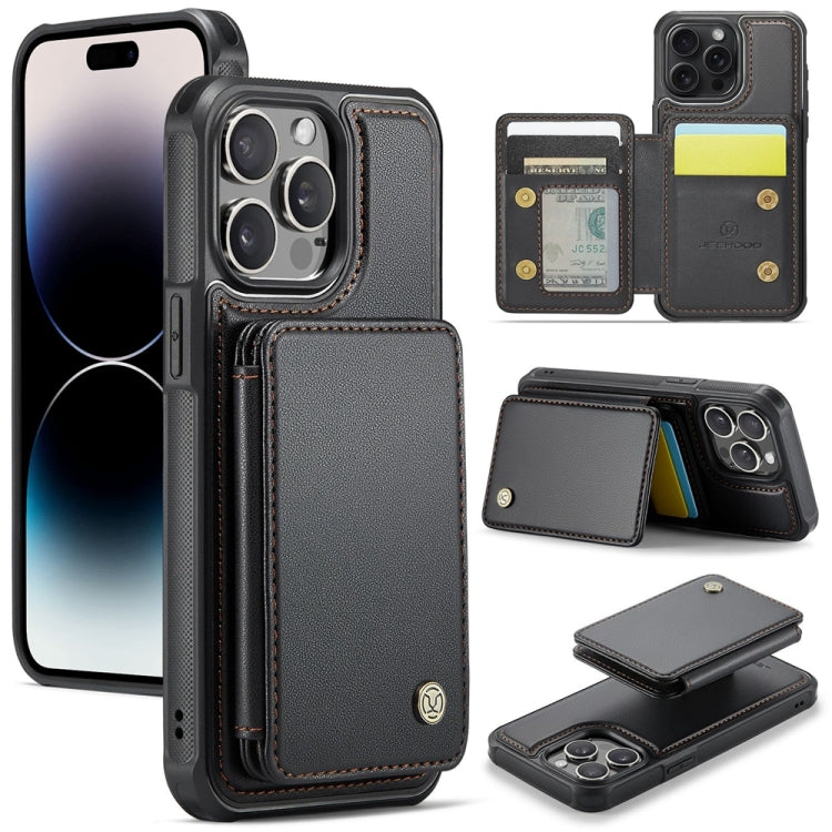 JEEHOOD J05 Business Magnetic Style RFID Leather Phone Case, For iPhone 15 Plus, For iPhone 15, For iPhone 14 Plus, For iPhone 14, For iPhone 14 Pro, For iPhone 14 Pro Max