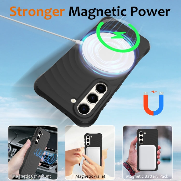 Wave Texture MagSafe Magnetic Liquid Silicone Phone Case, For Samsung Galaxy S23 5G