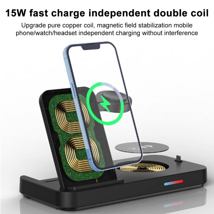 3 in 1 15W Earphones/Phones/Watch Fold Wireless Charger Stand, For Apple Series, For Samsung Series, For Huawei Series