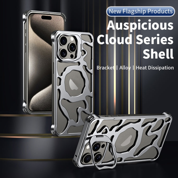 Auspicious Cloud Series MagSafe Metal Phone Case with Bracket, For iPhone 16 Pro Max, For iPhone 16 Pro, For iPhone 16, For iPhone 15 Pro Max, For iPhone 15 Pro, For iPhone 15, For iPhone 14, For iPhone 14 Pro, For iPhone 14 Pro Max, For iPhone 13 Pro Max