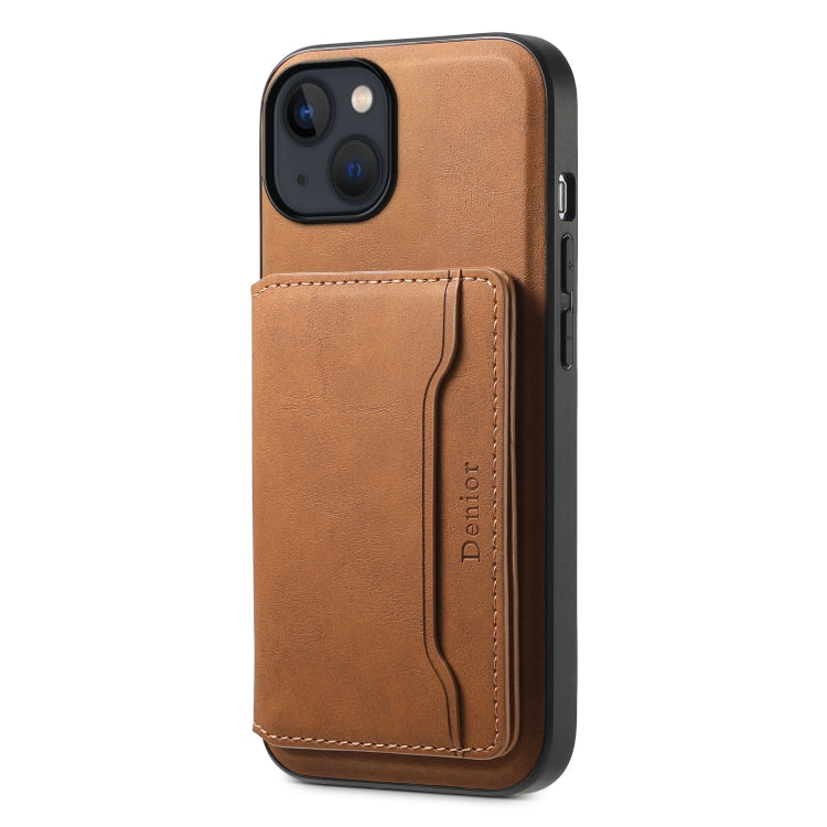 Denior D13 Retro Texture Leather MagSafe Card Bag Phone Case, For iPhone 16 Pro Max, For iPhone 16 Pro, For iPhone 16 Plus, For iPhone 16, For iPhone 15 Pro Max, For iPhone 15 Pro, For iPhone 15 Plus, For iPhone 15, For iPhone 14 Plus, For iPhone 13 / 14