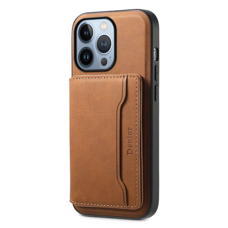 Denior D13 Retro Texture Leather MagSafe Card Bag Phone Case
