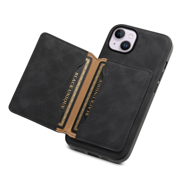Denior D13 Retro Texture Leather MagSafe Card Bag Phone Case
