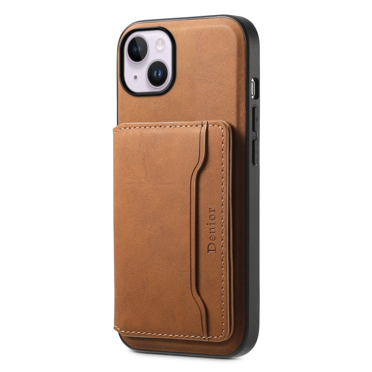 Denior D13 Retro Texture Leather MagSafe Card Bag Phone Case, For iPhone 16 Pro Max, For iPhone 16 Pro, For iPhone 16 Plus, For iPhone 16, For iPhone 15 Pro Max, For iPhone 15 Pro, For iPhone 15 Plus, For iPhone 15, For iPhone 14 Plus, For iPhone 13 / 14