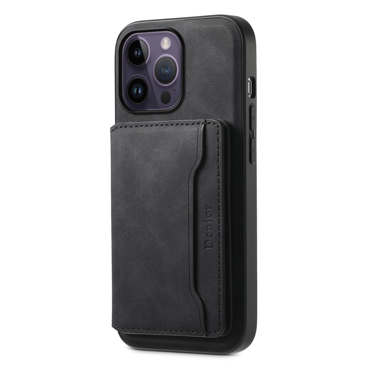 Denior D13 Retro Texture Leather MagSafe Card Bag Phone Case