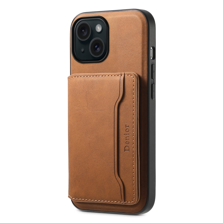 Denior D13 Retro Texture Leather MagSafe Card Bag Phone Case, For iPhone 16 Pro Max, For iPhone 16 Pro, For iPhone 16 Plus, For iPhone 16, For iPhone 15 Pro Max, For iPhone 15 Pro, For iPhone 15 Plus, For iPhone 15, For iPhone 14 Plus, For iPhone 13 / 14