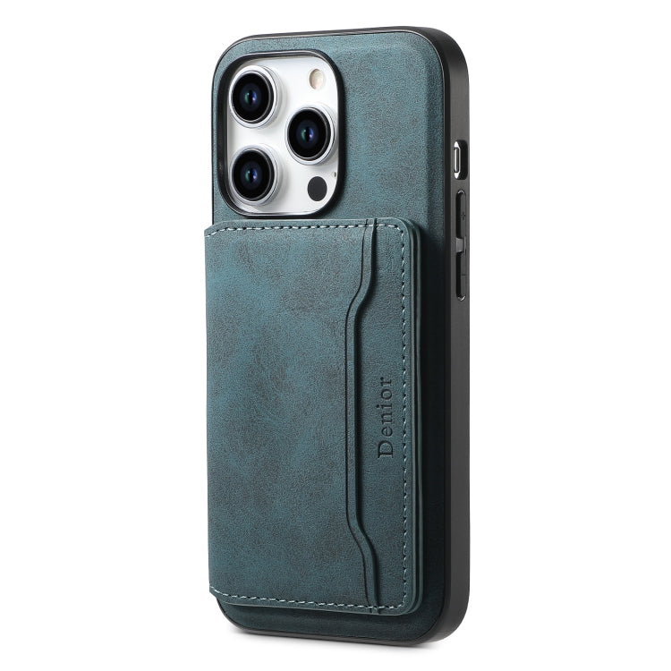 Denior D13 Retro Texture Leather MagSafe Card Bag Phone Case, For iPhone 16 Pro Max, For iPhone 16 Pro, For iPhone 16 Plus, For iPhone 16, For iPhone 15 Pro Max, For iPhone 15 Pro, For iPhone 15 Plus, For iPhone 15, For iPhone 14 Plus, For iPhone 13 / 14