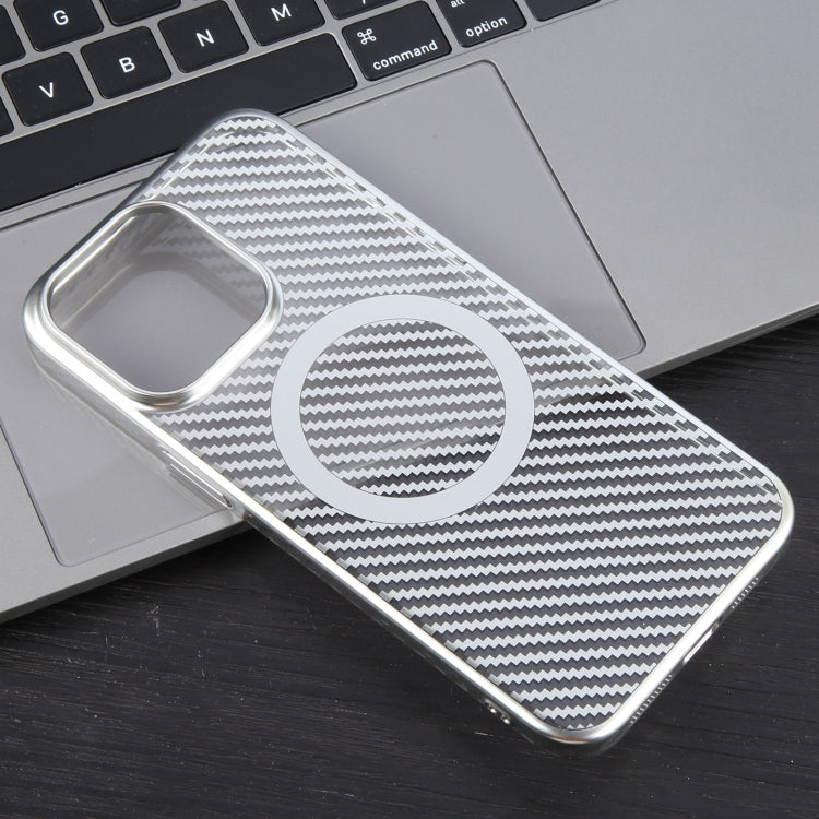 6D Plated Carbon Fiber Clear Magsafe PC Phone Case, For iPhone 15 Pro Max, For iPhone 15 Pro, For iPhone 15 Plus, For iPhone 15