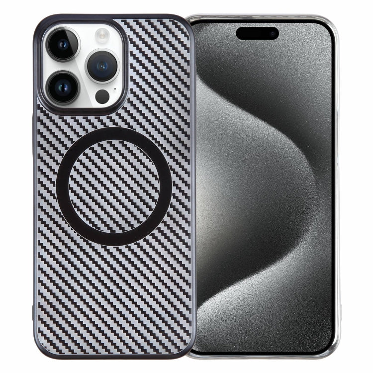 6D Plated Carbon Fiber Clear Magsafe PC Phone Case, For iPhone 15 Pro Max, For iPhone 15 Pro, For iPhone 15 Plus, For iPhone 15