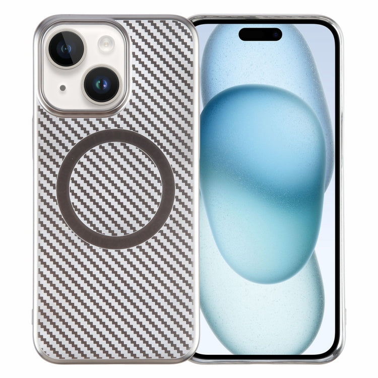 6D Plated Carbon Fiber Clear Magsafe PC Phone Case, For iPhone 15 Pro Max, For iPhone 15 Pro, For iPhone 15 Plus, For iPhone 15