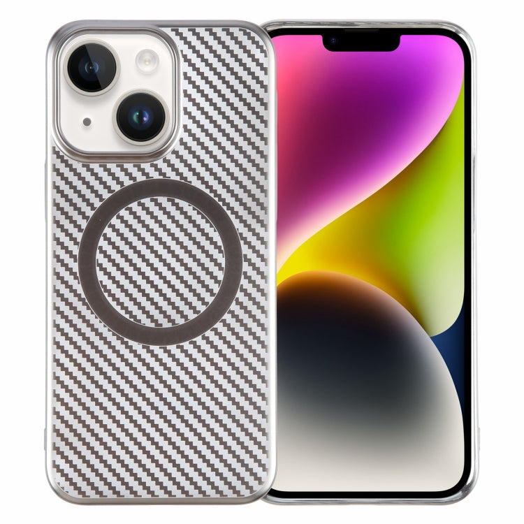 6D Plated Carbon Fiber Clear Magsafe PC Phone Case, For iPhone 14 Plus, For iPhone 14, For iPhone 14 Pro, For iPhone 14 Pro Max