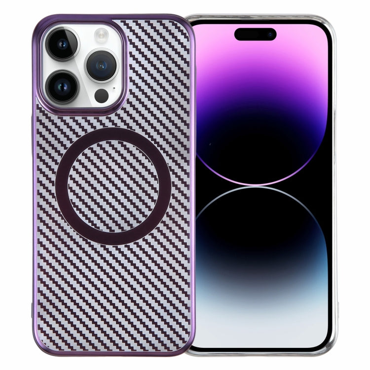 6D Plated Carbon Fiber Clear Magsafe PC Phone Case, For iPhone 14 Plus, For iPhone 14, For iPhone 14 Pro, For iPhone 14 Pro Max