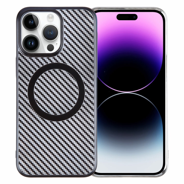 6D Plated Carbon Fiber Clear Magsafe PC Phone Case, For iPhone 14 Plus, For iPhone 14, For iPhone 14 Pro, For iPhone 14 Pro Max