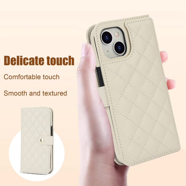 Crossbody Multifunction Rhombic Leather Phone Case, For iPhone 15 Plus, For iPhone 15, For iPhone 14 Plus