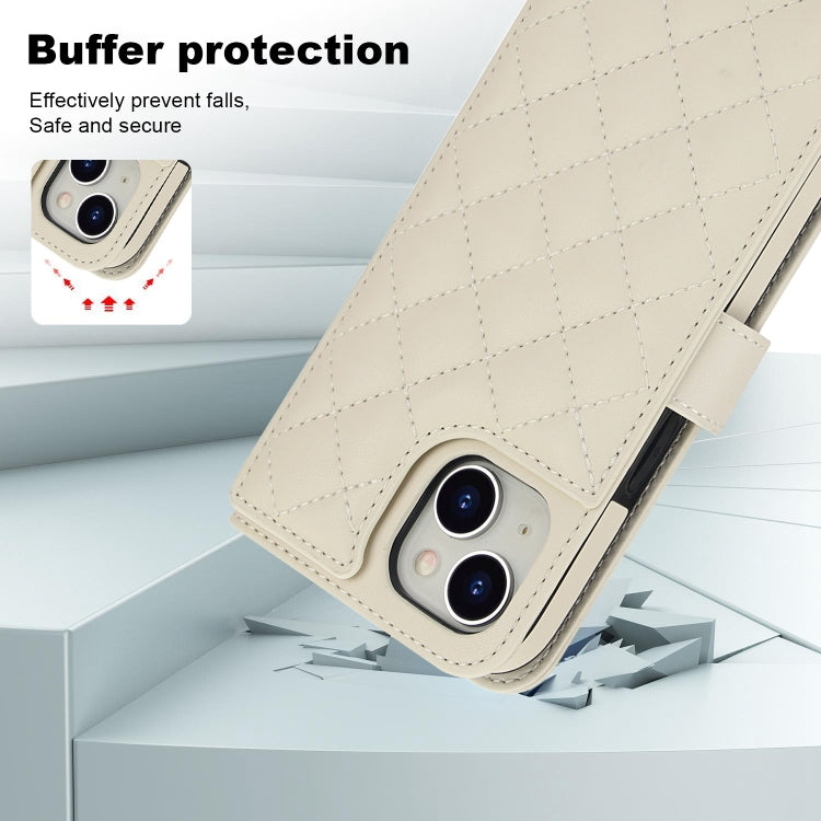 Crossbody Multifunction Rhombic Leather Phone Case, For iPhone 15 Plus, For iPhone 15, For iPhone 14 Plus