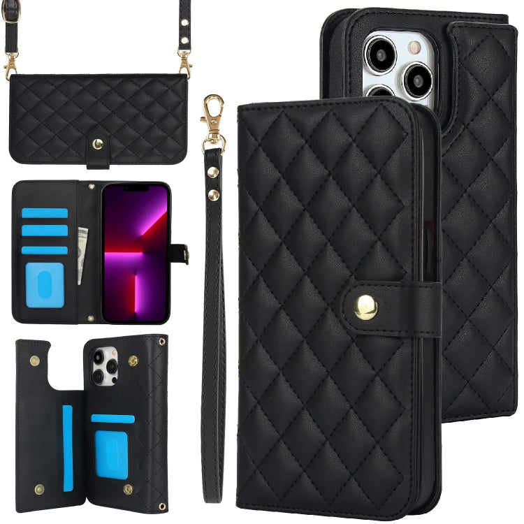 Crossbody Multifunction Rhombic Leather Phone Case, For iPhone 7 / 8 / SE 2022, For iPhone 13 Pro Max, For iPhone 13 Pro, For iPhone 13 mini