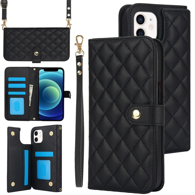 Crossbody Multifunction Rhombic Leather Phone Case, For iPhone 12 / 12 Pro, For iPhone 12 Pro Max, For iPhone 12 mini, For iPhone 11 Pro Max