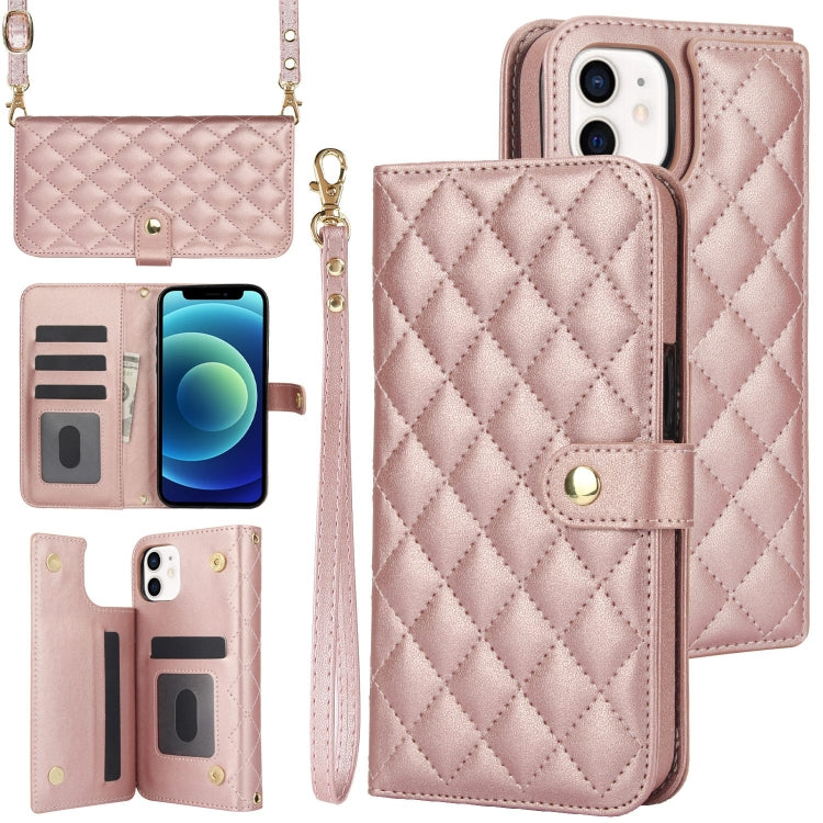 Crossbody Multifunction Rhombic Leather Phone Case, For iPhone 12 / 12 Pro, For iPhone 12 Pro Max, For iPhone 12 mini, For iPhone 11 Pro Max