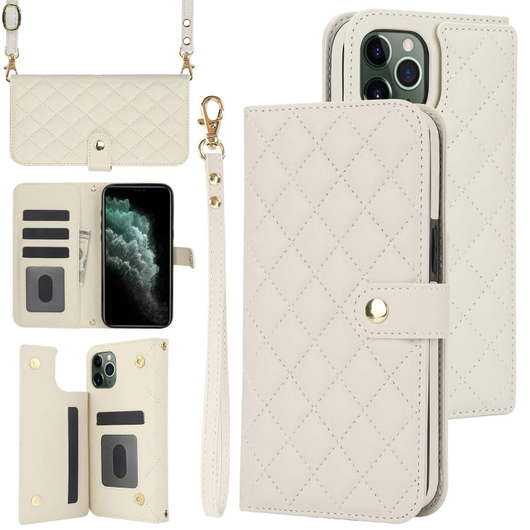 Crossbody Multifunction Rhombic Leather Phone Case, For iPhone 11, For iPhone 11 Pro, For iPhone X / XS, For iPhone XR