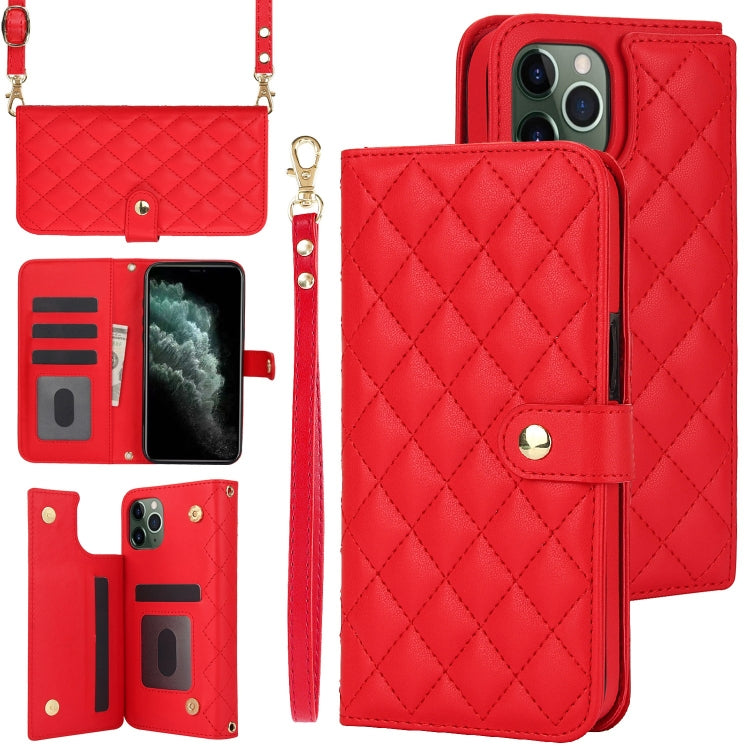 Crossbody Multifunction Rhombic Leather Phone Case, For iPhone 11, For iPhone 11 Pro, For iPhone X / XS, For iPhone XR