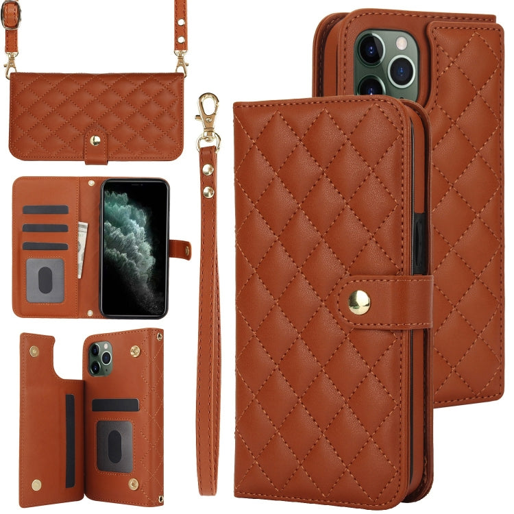 Crossbody Multifunction Rhombic Leather Phone Case, For iPhone 11, For iPhone 11 Pro, For iPhone X / XS, For iPhone XR