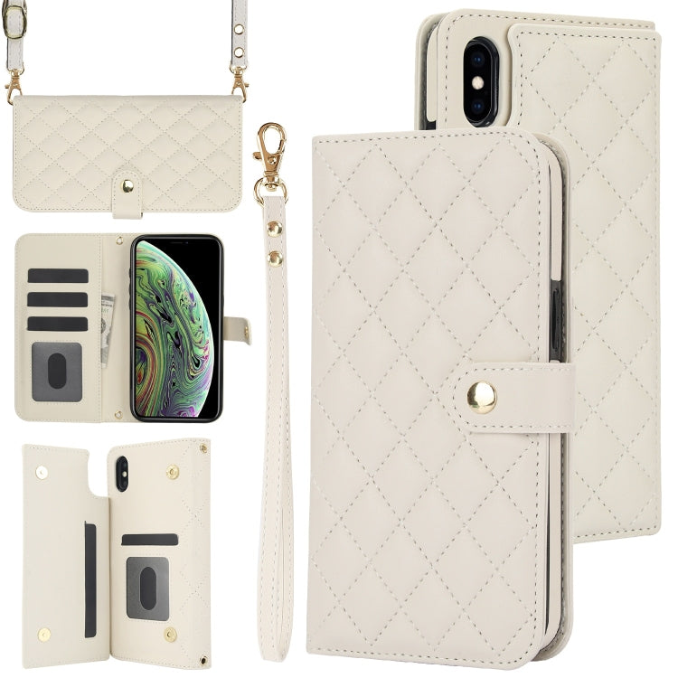 Crossbody Multifunction Rhombic Leather Phone Case, For iPhone 11, For iPhone 11 Pro, For iPhone X / XS, For iPhone XR