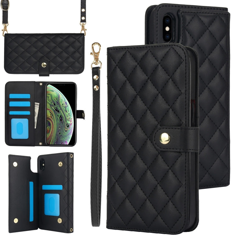 Crossbody Multifunction Rhombic Leather Phone Case, For iPhone 11 Pro, For iPhone X / XS, For iPhone XR