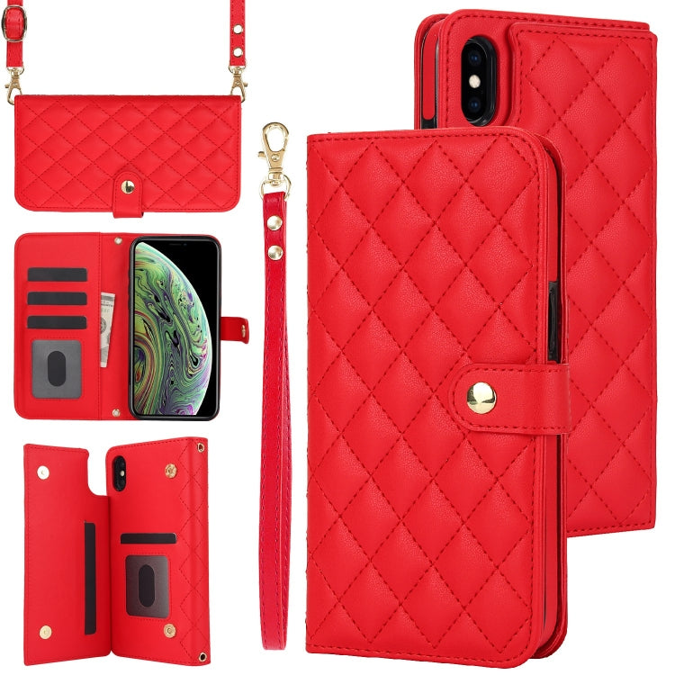 Crossbody Multifunction Rhombic Leather Phone Case, For iPhone 11 Pro, For iPhone X / XS, For iPhone XR