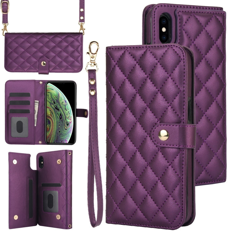 Crossbody Multifunction Rhombic Leather Phone Case, For iPhone 11 Pro, For iPhone X / XS, For iPhone XR