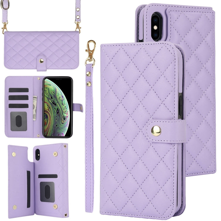 Crossbody Multifunction Rhombic Leather Phone Case, For iPhone 11 Pro, For iPhone X / XS, For iPhone XR