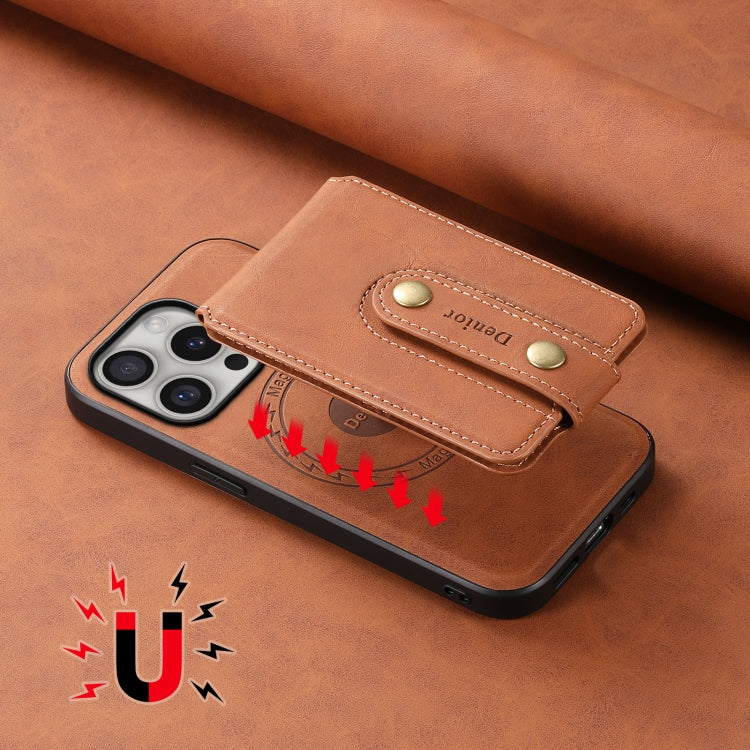 Denior D14 NK Retro Pattern MagSafe Magnetic Card Holder Leather Phone Case, For iPhone 16 Pro Max, For iPhone 16 Pro, For iPhone 16 Plus, For iPhone 16, For iPhone 15 Pro Max, For iPhone 15 Pro, For iPhone 15 Plus, For iPhone 15, For iPhone 14 Plus