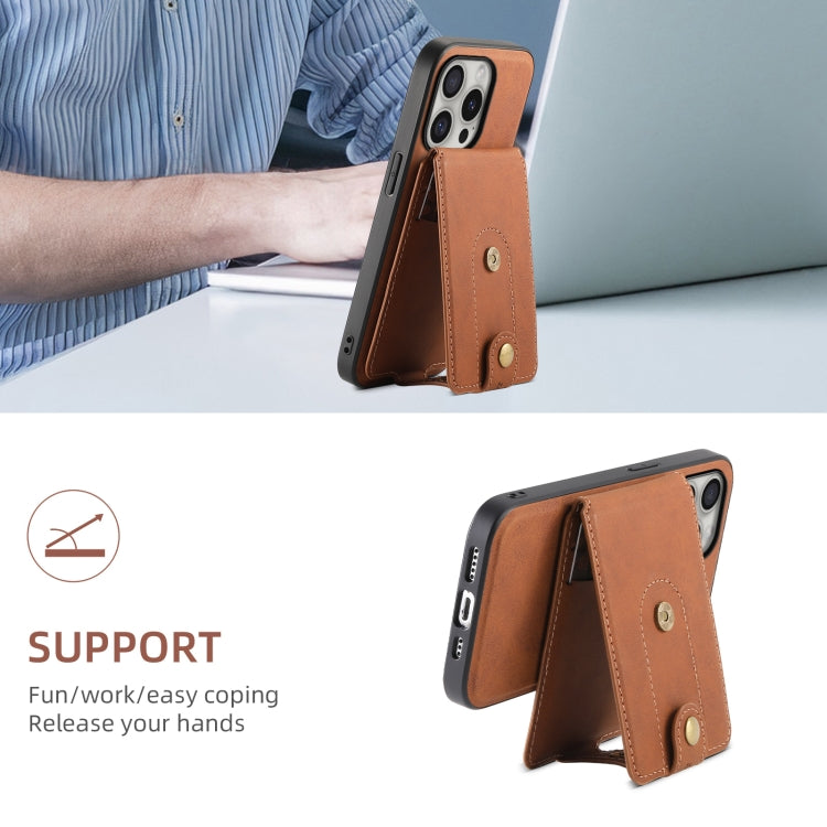 Denior D14 NK Retro Pattern MagSafe Magnetic Card Holder Leather Phone Case