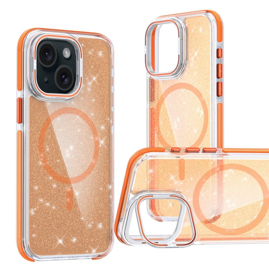 Two-color Glitter Powder Lens Holder Magsafe Phone Case, For iPhone 15 Plus, For iPhone 15, For iPhone 14 Plus, For iPhone 14, For iPhone 14 Pro, For iPhone 14 Pro Max