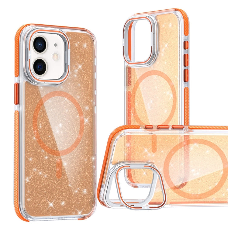 Two-color Glitter Powder Lens Holder Magsafe Phone Case, For iPhone 11 Pro Max, For iPhone 11