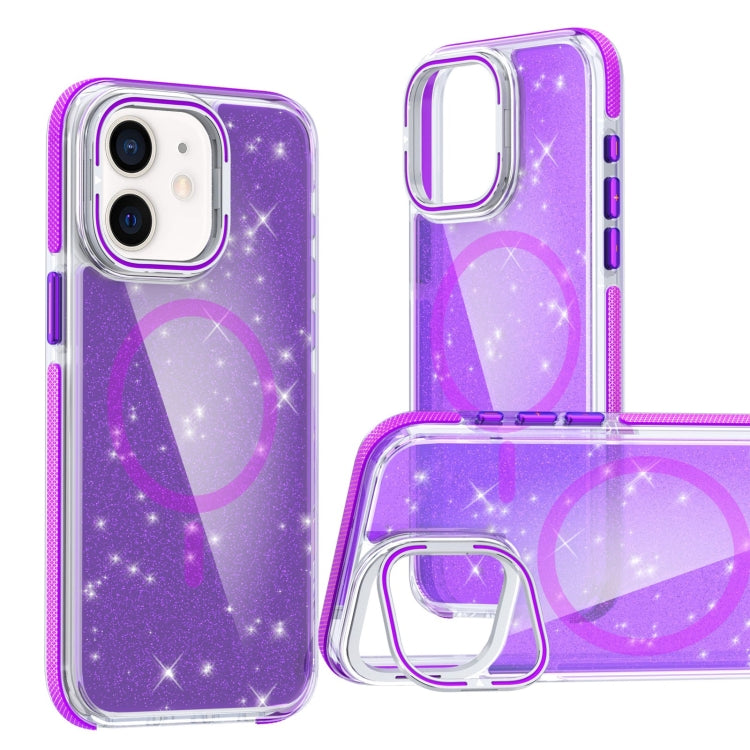 Two-color Glitter Powder Lens Holder Magsafe Phone Case, For iPhone 11 Pro Max, For iPhone 11