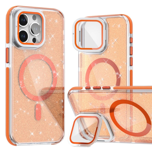 Two-color Glitter Powder Lens Holder Magsafe Phone Case, For iPhone 16 Pro Max, For iPhone 16 Pro, For iPhone 16 Plus, For iPhone 16, For iPhone 15 Pro Max, For iPhone 15 Pro